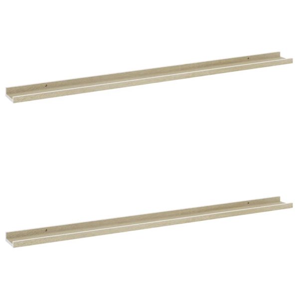Prateleiras de parede 2 pcs 115x9x3 cm branco e carvalho sonoma - Image 2