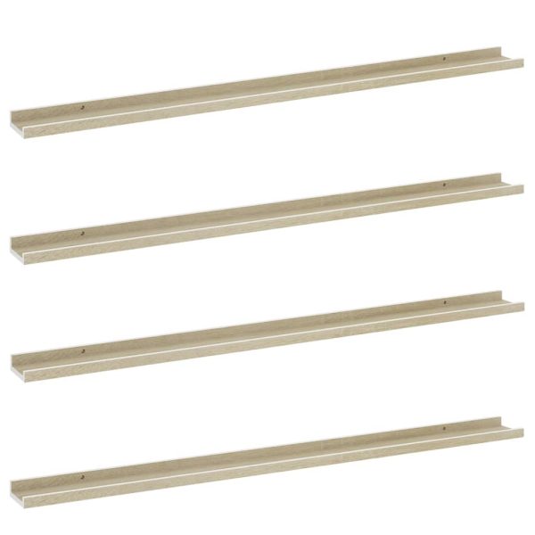 Prateleiras de parede 4 pcs 115x9x3 cm branco e carvalho sonoma - Image 2