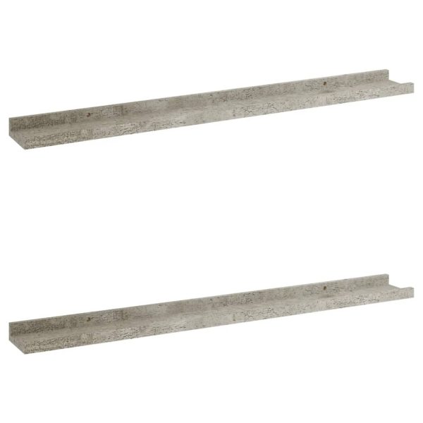 Prateleiras de parede 2 pcs 80x9x3 cm cinzento cimento - Image 2