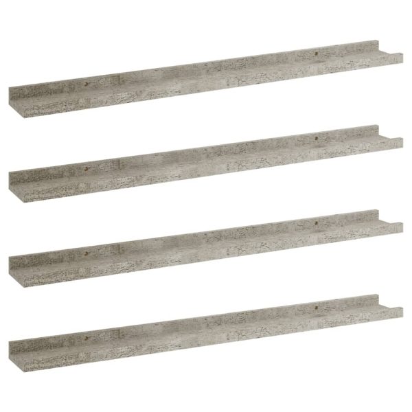 Prateleiras de parede 4 pcs 80x9x3 cm cinzento cimento - Image 2