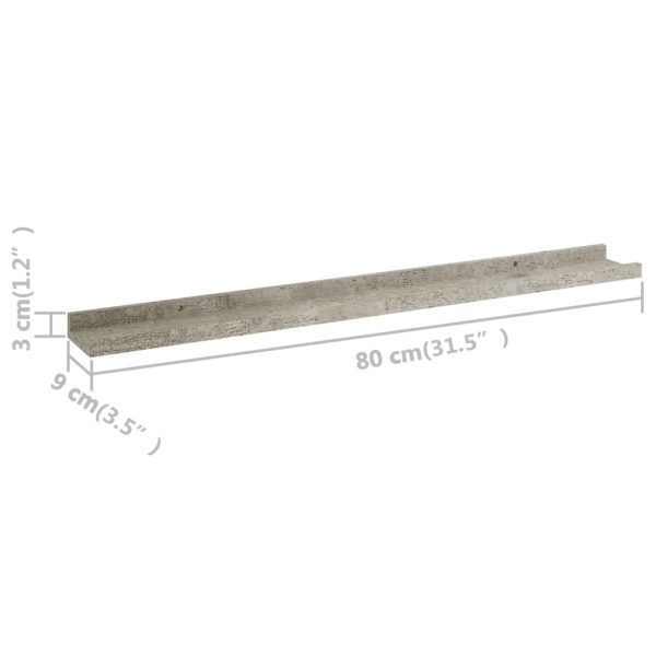 Prateleiras de parede 4 pcs 80x9x3 cm cinzento cimento - Image 8