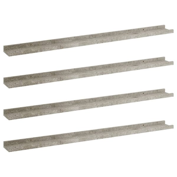 Prateleiras de parede 4 pcs 100x9x3 cm cinzento cimento - Image 2