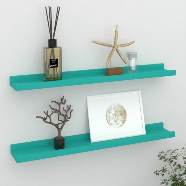 Prateleiras de parede 2 pcs 60x9x3 cm azul