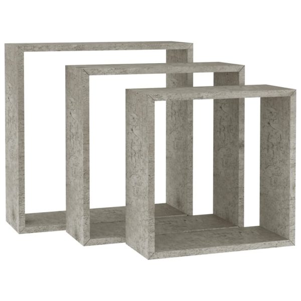 Prateleiras de parede em forma de cubo 3 pcs cinzento cimento - Image 2