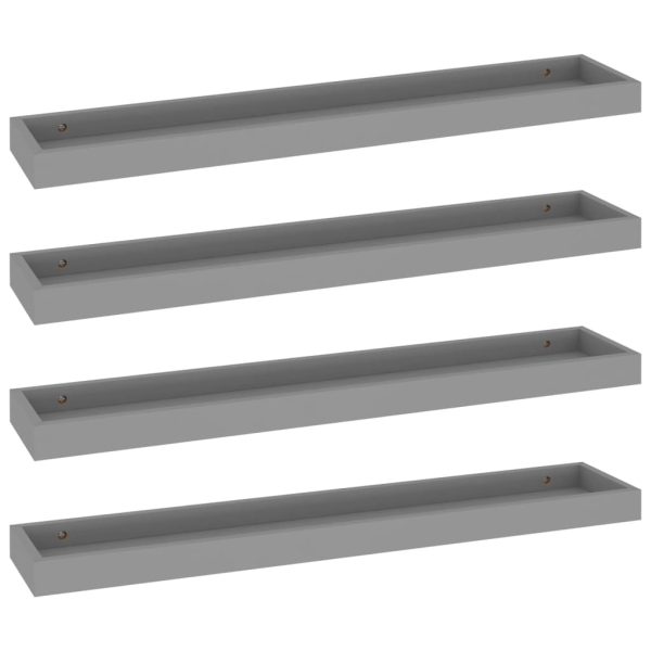 Prateleiras de parede Loggia 4 pcs 80x15x4 cm MDF cinzento - Image 2