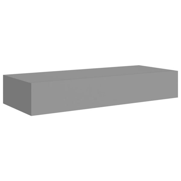 Prateleiras de parede c/ gavetas 2pcs MDF 60x23,5x10cm cinzento - Image 4