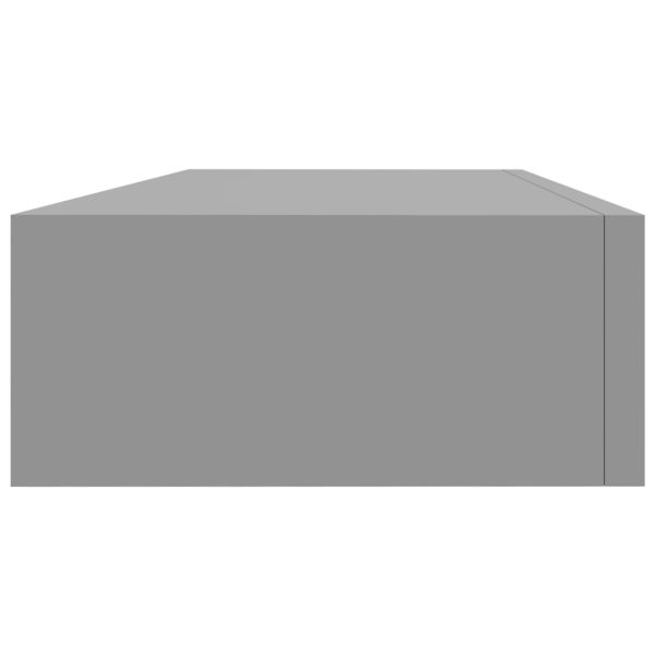 Prateleiras de parede c/ gavetas 2pcs MDF 60x23,5x10cm cinzento - Image 6