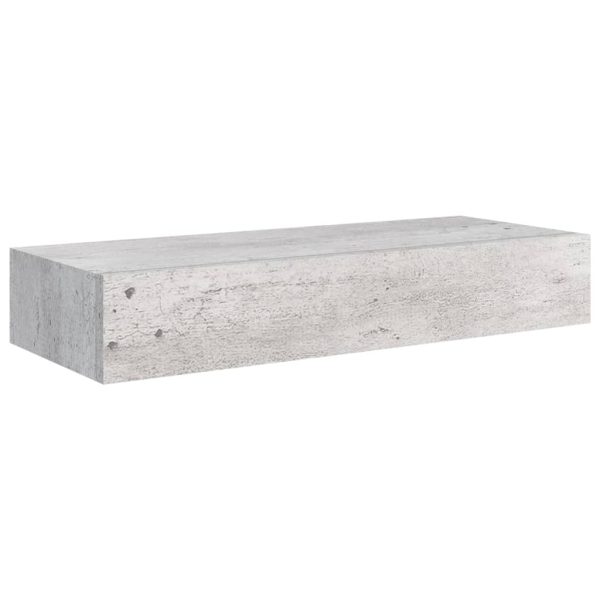 Prateleiras parede c/ gavetas 2pcs MDF 60x23,5x10 cm cinza cim. - Image 4