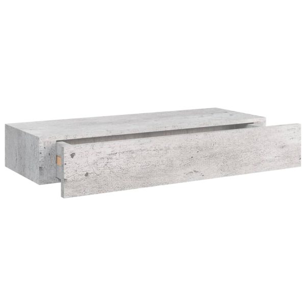 Prateleiras parede c/ gavetas 2pcs MDF 60x23,5x10 cm cinza cim. - Image 8