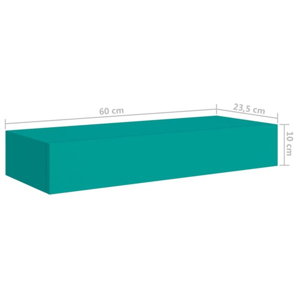 Prateleiras de parede c/ gavetas 2 pcs MDF 60x23,5x10 cm azul - Image 10