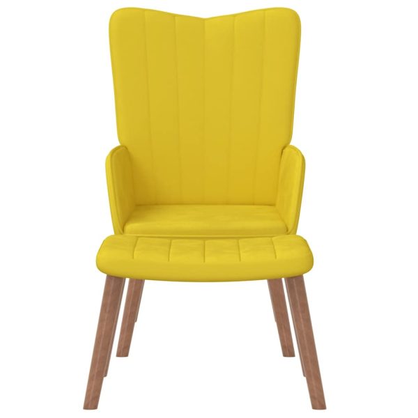 Cadeira de descanso com banco veludo amarelo mostarda - Image 2