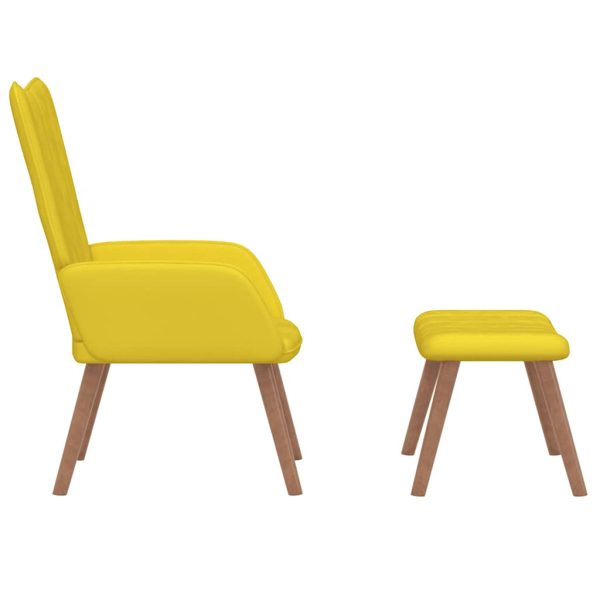 Cadeira de descanso com banco veludo amarelo mostarda - Image 3