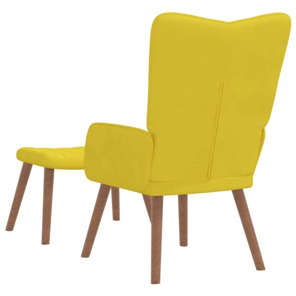 Cadeira de descanso com banco veludo amarelo mostarda - Image 4