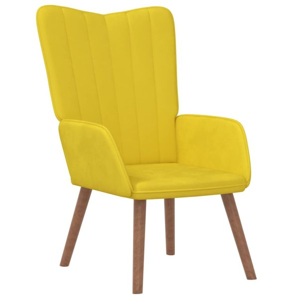 Cadeira de descanso com banco veludo amarelo mostarda - Image 5