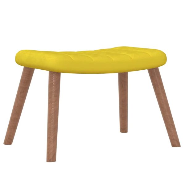 Cadeira de descanso com banco veludo amarelo mostarda - Image 6