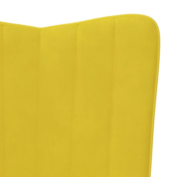 Cadeira de descanso com banco veludo amarelo mostarda - Image 8