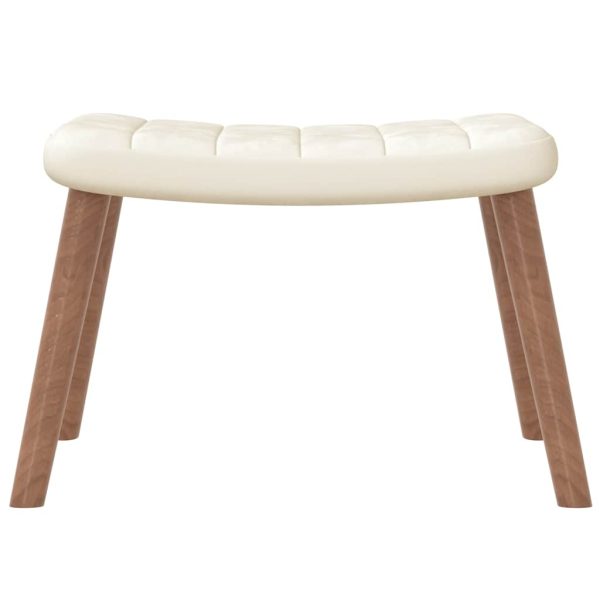 Cadeira de descanso com banco veludo branco nata - Image 7