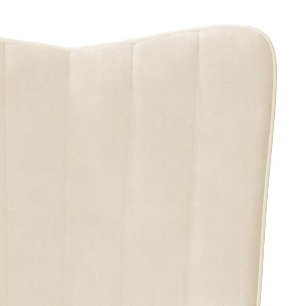 Cadeira de descanso com banco veludo branco nata - Image 8