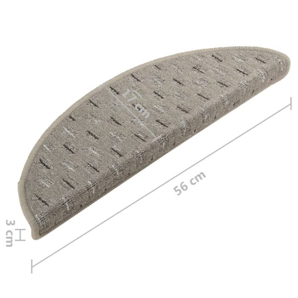 Tapete/carpete para degraus 15 pcs 56x17x3 cm cinzento - Image 8