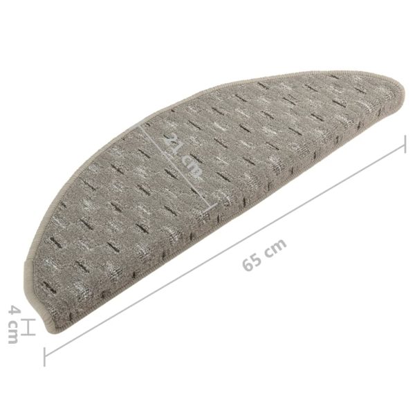Tapete/carpete para degraus 15 pcs 65x21x4 cm cinzento - Image 8