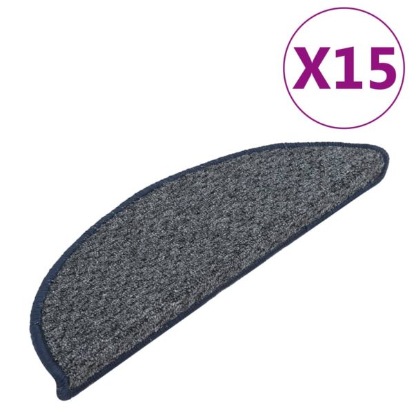 Tapete/carpete para degraus 15 pcs 56x17x3 cm azul-escuro - Image 2