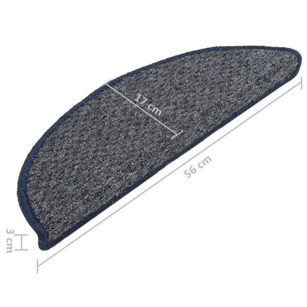 Tapete/carpete para degraus 15 pcs 56x17x3 cm azul-escuro - Image 8