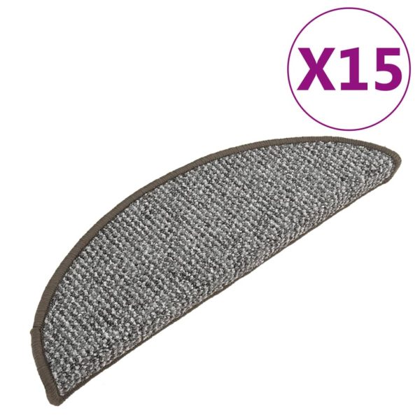 Tapete/carpete para degraus 15 pcs 56x17x3 cm cinzento - Image 2