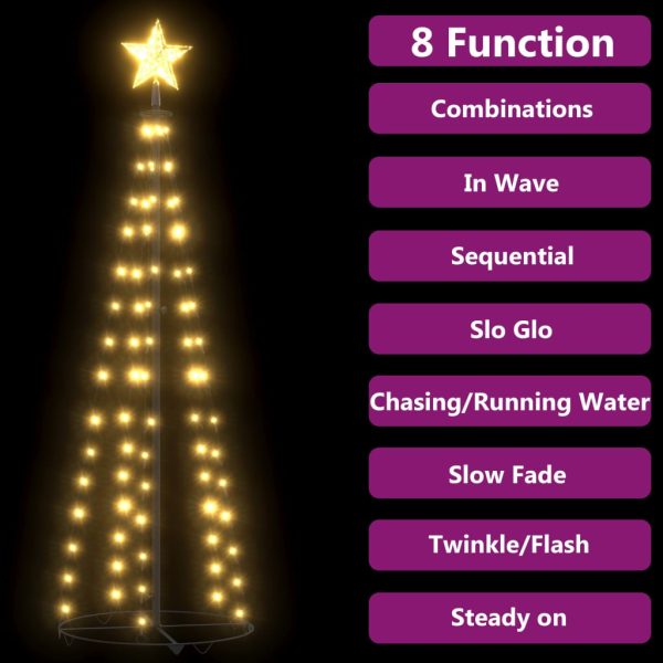 Árvore de Natal em cone c/ 70 luzes LED 50x120 cm branco quente - Image 3