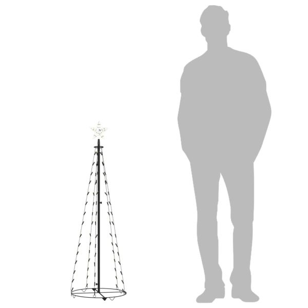Árvore de Natal em cone c/ 70 luzes LED 50x120 cm branco quente - Image 7