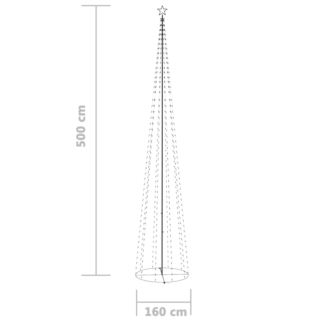 Árvore de Natal em cone c/ 752 luzes LED 160x500 cm branco frio - Image 8