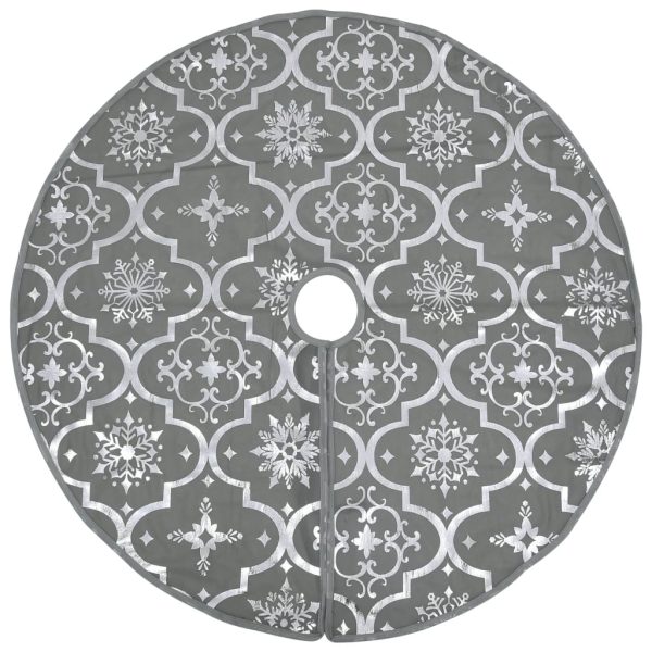 Saia de árvore de Natal luxuosa 122 cm com meia tecido cinzento - Image 3