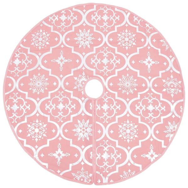 Saia de árvore de Natal luxuosa 90 cm com meia tecido rosa - Image 3