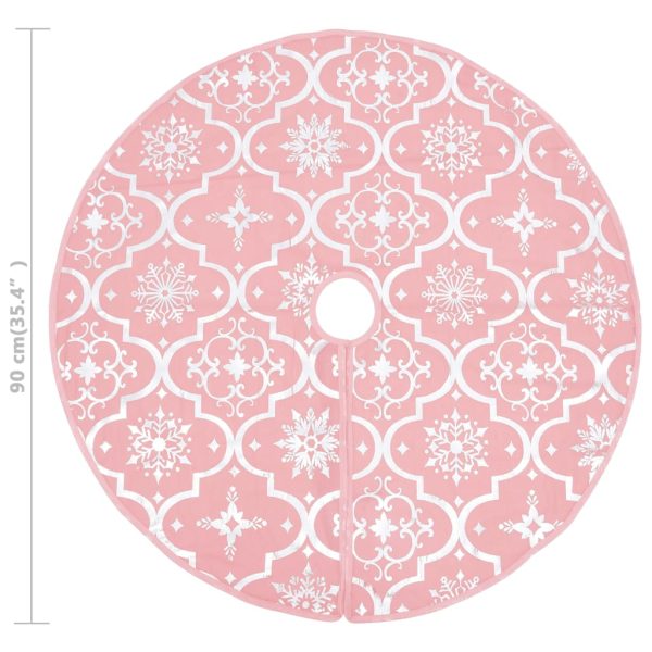Saia de árvore de Natal luxuosa 90 cm com meia tecido rosa - Image 8