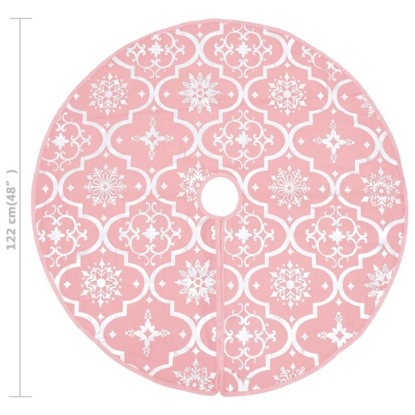 Saia de árvore de Natal luxuosa 122 cm com meia tecido rosa - Image 8