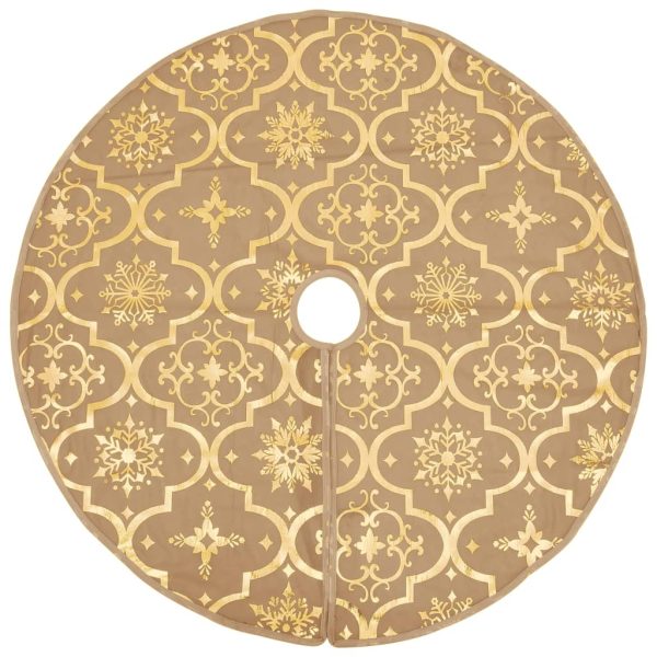 Saia de árvore de Natal luxuosa 90 cm com meia tecido amarelo - Image 3