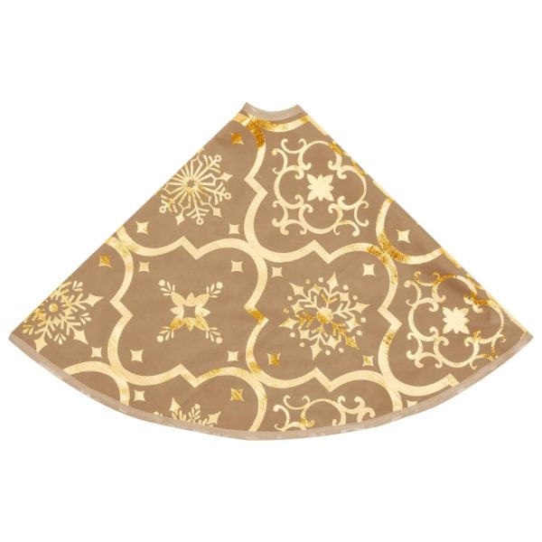 Saia de árvore de Natal luxuosa 90 cm com meia tecido amarelo - Image 5