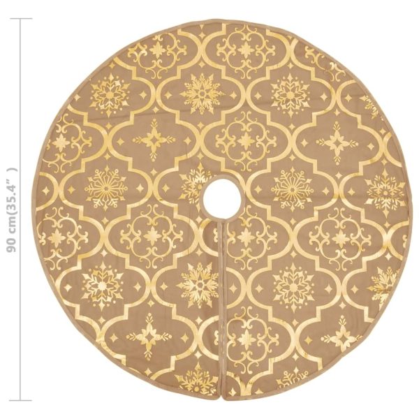 Saia de árvore de Natal luxuosa 90 cm com meia tecido amarelo - Image 8