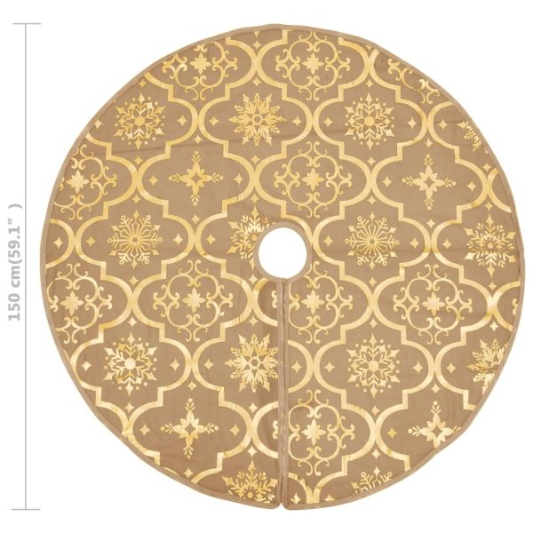 Saia de árvore de Natal luxuosa 150 cm com meia tecido amarelo - Image 8