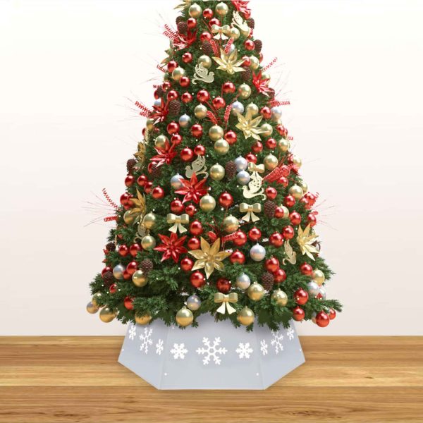 Saia para árvore de Natal Ø68x25 cm prateado e branco - Image 3