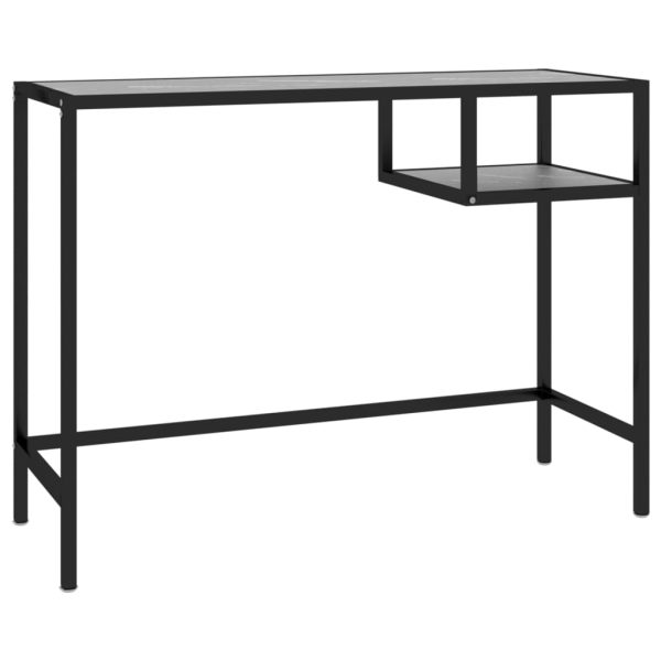 Mesa de computador vidro temperado 100x36x74 cm mármore preto - Image 2