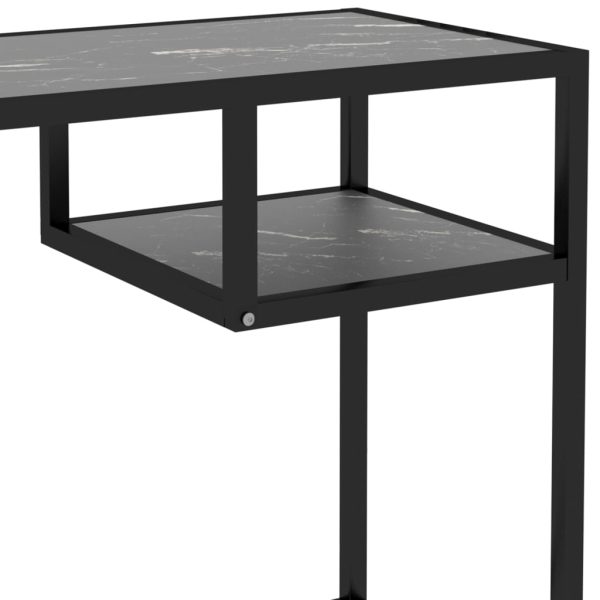 Mesa de computador vidro temperado 100x36x74 cm mármore preto - Image 5
