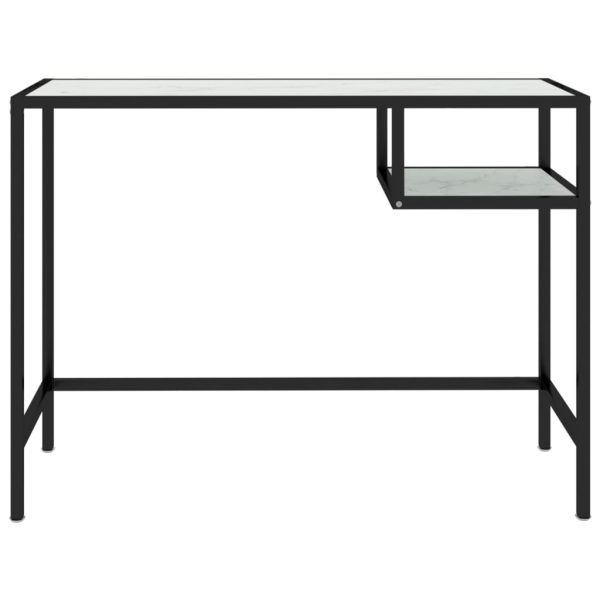Mesa de computador vidro temperado 100x36x74 cm mármore branco - Image 3