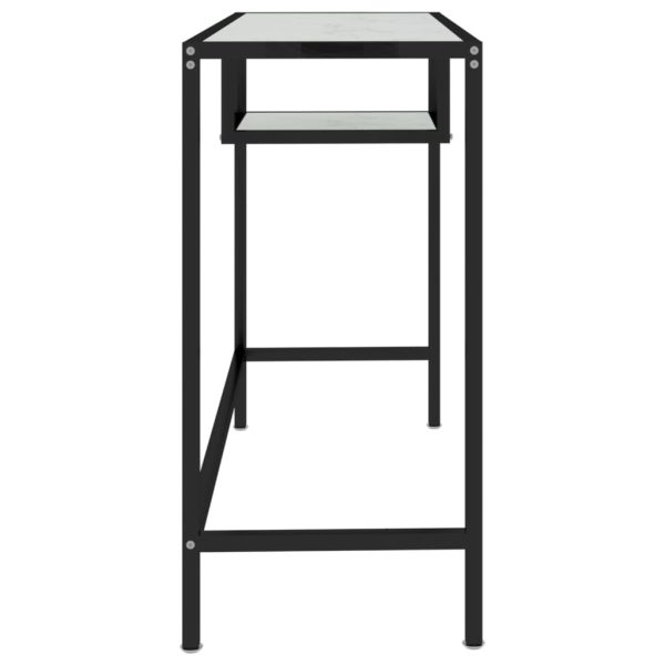Mesa de computador vidro temperado 100x36x74 cm mármore branco - Image 4