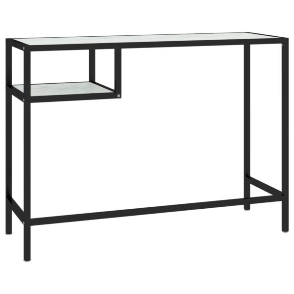 Mesa de computador vidro temperado 100x36x74 cm mármore branco - Image 5
