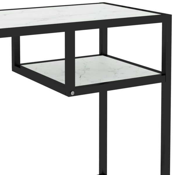 Mesa de computador vidro temperado 100x36x74 cm mármore branco - Image 6