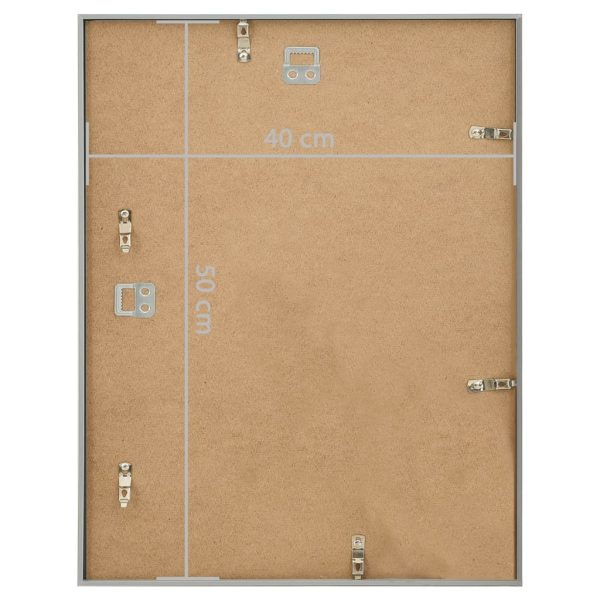Molduras para parede 3 pcs 40x50 cm MDF prateado - Image 7