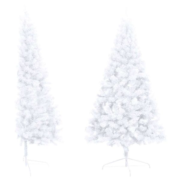 Meia árvore Natal artificial pré-iluminada c/ bolas branco - Image 3
