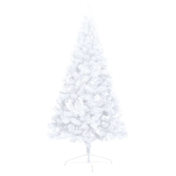 Meia árvore Natal artificial pré-iluminada c/ bolas branco - Image 5