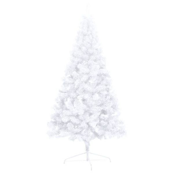 Meia árvore Natal artificial pré-iluminada c/ bolas branco - Image 5