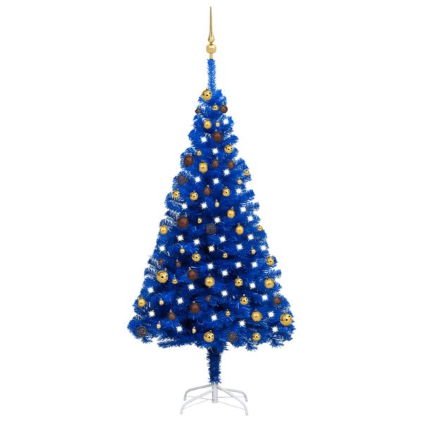 Árvore Natal artificial pré-iluminada c/ bolas 180cm PVC azul